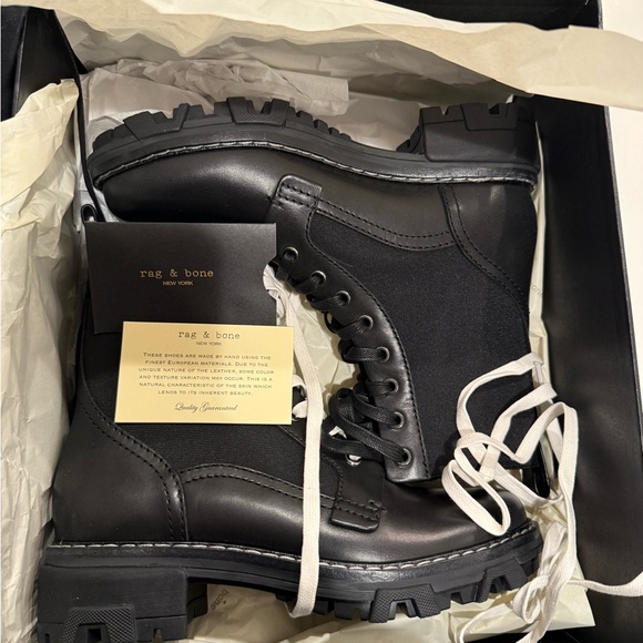rag & bone Shoes - NEVER WORN Rag & Bone Black Lace-Up Boots “Shiloh”